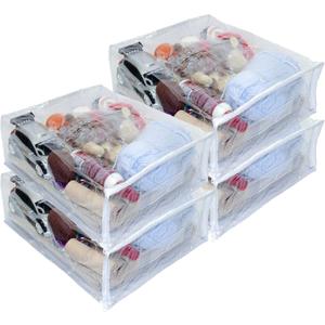 4-Pack Heavy Duty Vinyl Zippered Closet Square Storage Bags (Clear) for Sheets, Arts & Crafts, Toys and Much More! (12" x 15" x 5") 3.9 Gallon