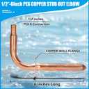 Pack of 10 Copper Stub Out Elbows with Wall Flange Stub Out 1/2-6inch Lengh- Easy to Install, Lead-Free-PEX-B,C Stub Out Accessories,Barb Crimp PEX-B Copper Stub Out Elbow with Wall Flange.