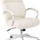 Amazon Basics Executive Desk Chair with Easy Assembly, 275lb Capacity, Oversized Cushion, 29.13"D x 25.2"W x 43.11"H, Ivory Bonded Leather