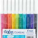 Pilot FriXion Fineliner Erasable Marker Pens, Fine Point 0.7 mm, Pack of 10, Classic Colors, Erasable Pens - Ideal for School, Journaling, & Office Writing