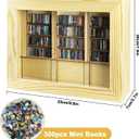 Anxiety Bookshelf 300pcs Mini Books Mini Bookshelf Ornament Miniature Bookshelf Decor Shake Bookshelf Miniature Book Library for Book Lovers Home Room Office Decor (NATURAL COLOR)
