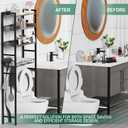 Over The Toilet Storage 4-Tier, Freestanding Bathroom Organizer Shelf with Adjustable Basket and Shelves, 67" Tall Space-Saving Toilet Rack for Bathroom, Restroom, Laundry