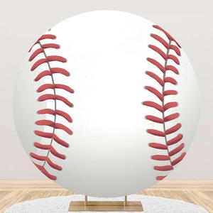 Renaiss 5x5ft Baseball Round Backdrop Cover Hardball Circle Photography Background Batter Pitcher Hit Batting Catcher Athletes Baby Shower Birthday Party Decor Sport Games Arch Photo Booth Props