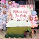 Mother's Day Tea Party Banner Backdrop 8x6FT Pink Floral Mother's Day Photography Background Let's Partea Thanks Mom Wall Decorations for Home