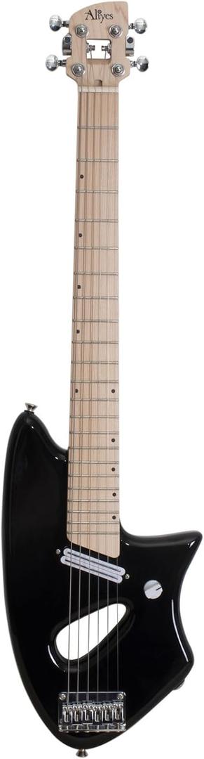 Aliyes Light Electric Guitar For Travel,Full 24 x75" Scale for Practice,Portable Small Size Guitar Featherlight,Solid Wood Body include Gig Bag, All Accessories KC-025 (Black)