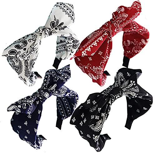 Lvyeer Paisley Print Wide Bow Headbands for Women Bandana Rabbit ear Elastic Hairband Cute Knot Headbands Hair Accessories