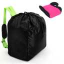 Booster Seat Travel Bag for Airplane Durable Backless Car Seat Bags Cover for Foldable Waterproof Airport Check Backpack with Padded Shoulder Straps(Black)