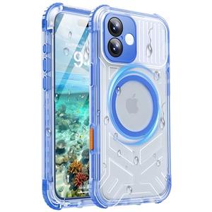 Haireca for iPhone 16 Plus Waterproof Case with Magsafe, Built in Camera Control [Screen Protector] [Lanyard], IP68 Military Full Body Shockproof, for Water Sports Outdoor Work, 6.7" Frosted Blue