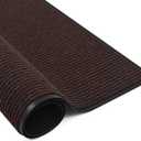 Heavy Duty Large Door Mat, 35" x 60" Indoor Outdoor Rubber Rug, Low Profile Doormat, Non Slip Waterproof Rubber Back, Utility Rugs for Entryway Patio Porch Garage (Brown)