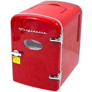 Frigidaire Mini Portable Compact Personal Fridge Cooler, 4 Liter Capacity Chills Six 12 oz Cans, 100% Freon-Free & Eco Friendly, Includes Plugs for Home Outlet & 12V Car Charger (Red)
