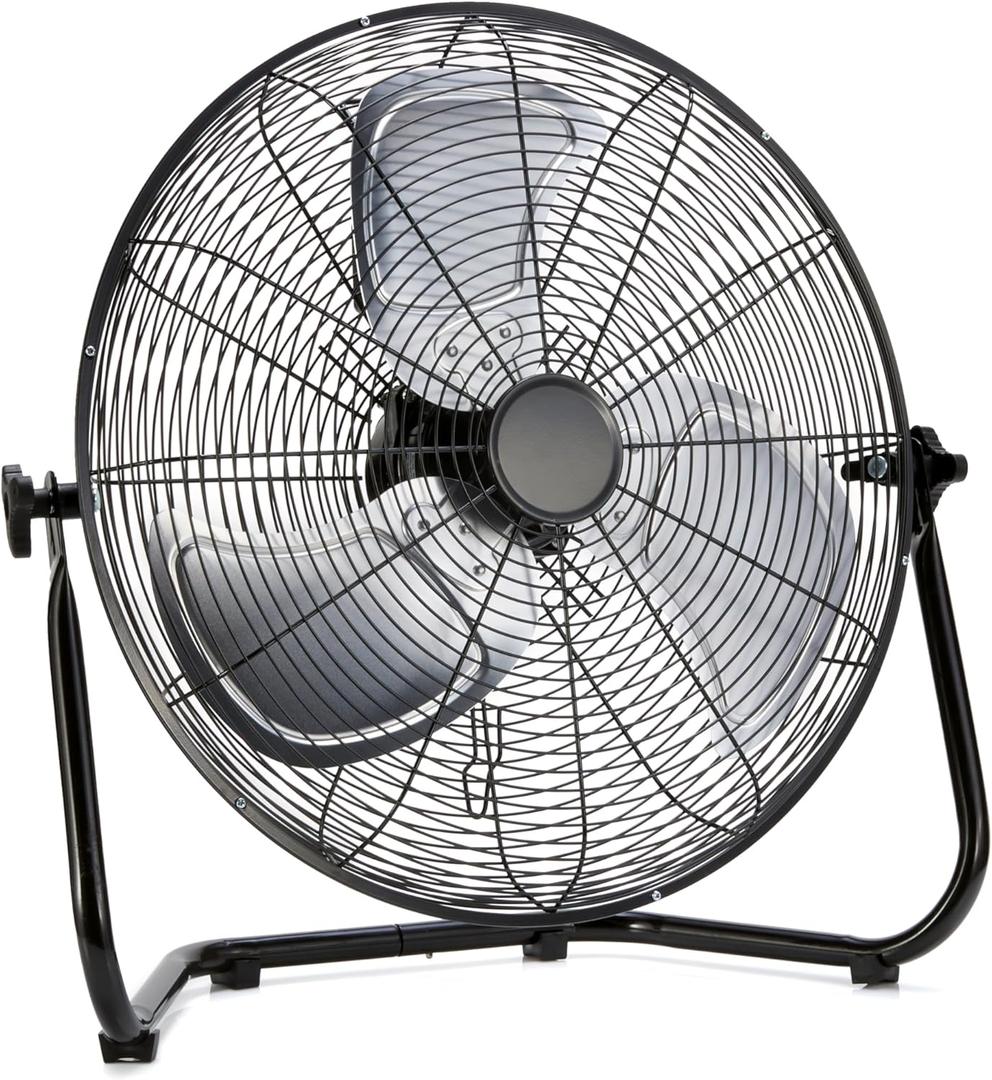 18" High Velocity Industrial Fan, Floor Fan, with 3 Speeds, Tilt Head, ETL-Listed Safety Compliance, Metal Housing/Blades, Ideal for Industrial/Commercial Space/Garage/Gym, 100W, Black