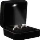 Big Size Velvet Metal Glossy with LED Jewelry Gift Box for Proposal, Engagement, Wedding - Suitable for a pair of rings