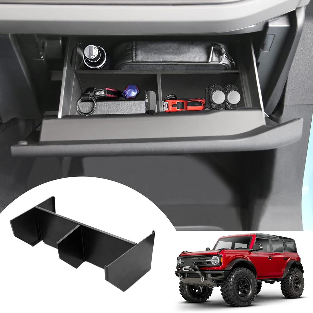 Mabett Glove Box Dividers Organizer for Ford Bronco Accessories 2021 2022 2023 2024 2/4-Door, Use Dividers to Organize Center Console Interior Storage box (Not for Bronco Sport)