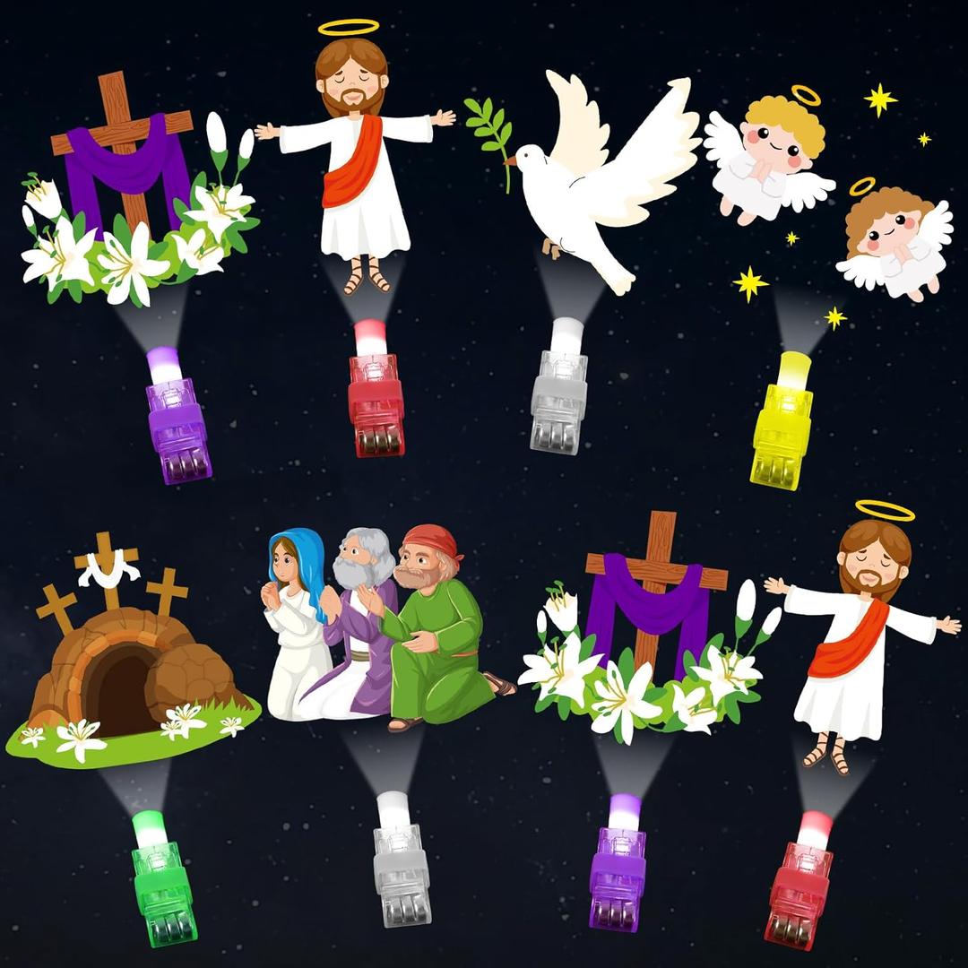 36Pcs Easter LED Finger Lights Religious Party Favors Glow in the Dark Light Up Finger Lights Christian Nativity Themed s Bulk for Birthday Party Goodie Bag Stuffer Birthday Gifts Prize