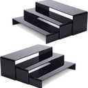 ANDGOO 6Pcs Large Acrylic Risers, Black Rectangular Showcase Collectibles Display Shelf, Retail Desktop Display Stand for Organize and Decoration