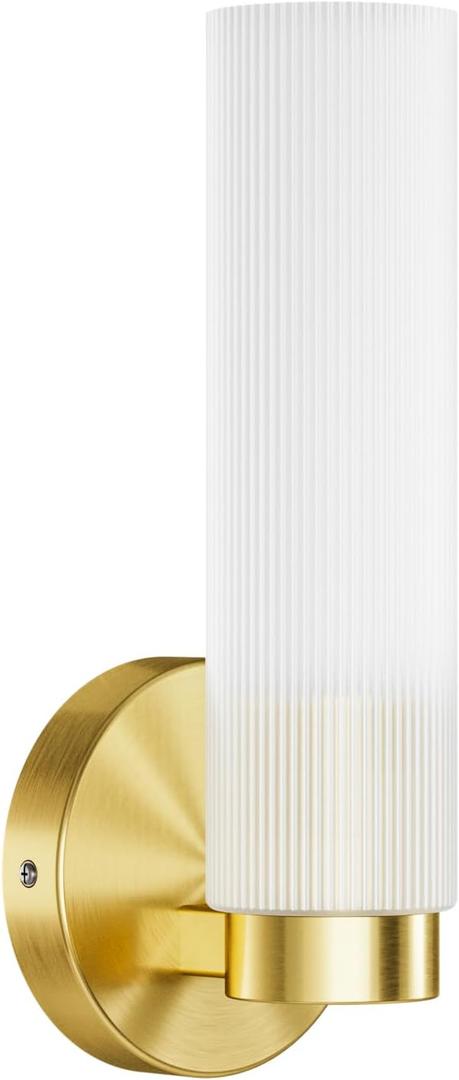 TETOTE Brushed Gold Wall Sconce Modern Bathroom Wall Light Fixtures Farmhouse Wall Lights with Frosted Glass Shade for Mirror Bedroom Living Room