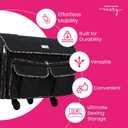 Everything Mary XXL Rolling Sewing Machine Case Black Floral Wheeled Craft Bag Compatible with Large Brother & Singer Machines Durable Travel Storage Tote