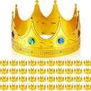 Hanaive King Crowns for Adults Kids Gold Royal Plastic Crown Jeweled for King Queen Prince Princess Costume Cosplay Party