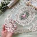 2Pack Retro Lace Placemats, French Crochet Doilies, Handmade Embroidered Table Mats, 12x16-in Beige Place Mats Cup Mat