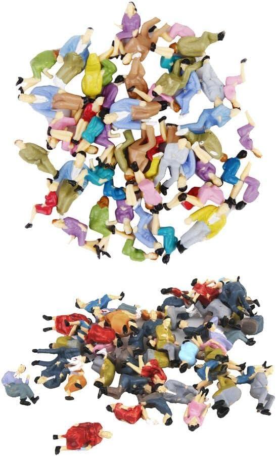 LoveinDIY 100 Piece O Scale Diorama Train Painted People Figures