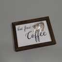 Mkono Coffee Signs Decor 2 Sides with Different Sayings Rustic Wood Sign, Farmhouse Table Decor for Office, Home, Bar,Wall