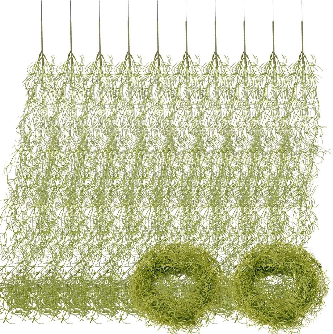 Giegxin Halloween Spanish Moss 41" Succulents Faux Moss Artificial Succulent Plants Fake Vines Hanging Plants Swamp Decoration Potted Artificial Hanging Garland(Grayish Green,12 Pack)