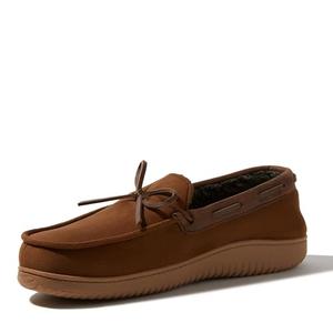 Dearfoams Men's Indoor Outdoor Breathable Pierce Moccasin Slipper, Chestnut, 6-7 size