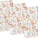 Artoid Mode Orange Eucalyptus Leaves Pumpkin Fall Kitchen Towels Dish Towels, 18x26 Inch Seasonal Decoration Hand Towels Set of 3