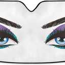 Women Eyes Makeup Blue Car Windshield Sun Shade Foldable UV Ray Sun Visor Protector Sunshade to Keep Your Vehicle Cool (55" x 27.6") (Multi Pattern 30)