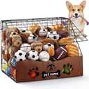 AceOrbit Dog Toy Basket with Cover Small Toy Box for Dogs Pet Toys Bin Dog Metal Basket for Toys Pet Storage Organizer, Cat Playthings Box for Living Room Area Home Decor(Black)