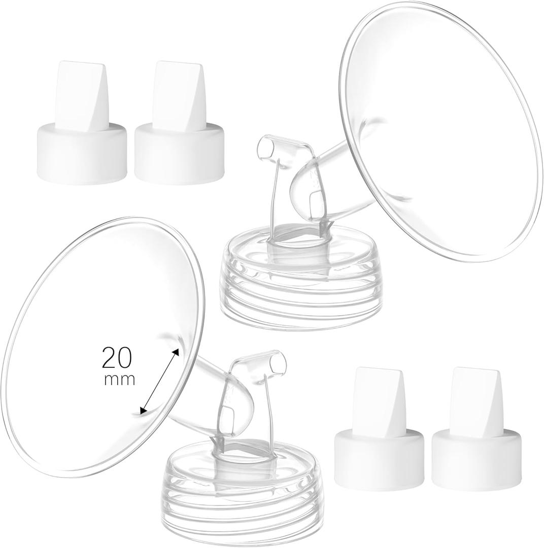 20mm Breast Pump Parts Replacement Kit Compatible with Spectra S1 S2, Flange & Duckbill Valve Set, BPA Free Accessories, 6 Pack