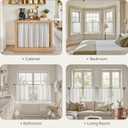 HOMEIDEAS Striped Linen Kitchen Curtains 24 inches, Boho Farmhouse Light Filtering Natural Tier Curtains Sets, Small Window Treatments for Bathroom Cafe RV 2 Panels, Black