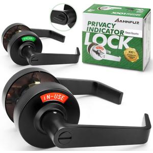 Privacy Keyless Door Handle Lock with in-Use Or Vacant Indicator for Men/Women Restrooms,Commercial Grade,Vacancy Occupied Sign Bathroom Door Lock,Perfect for Public Washroom(70mm,Matte Black)