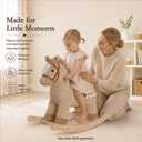 Rock My Baby Rocking Horse for Toddlers 18M+, Light Brown Plush Ride-On Horse Toy with Realistic Galloping Sounds, Upgraded Wooden Rocker for Boys and Girls, 25.2"L x 13.38"W x 14.56"H