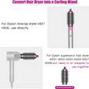 Hair Curling Iron Barrels & Round Brush Attachment for Dyson Supersonic Hair Dryer, 5 in 1 Hair Tools Replacement Parts Automatic Curling Suit, Accessories for Multiple Hair Styles