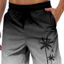 Men's Swim Trunks Hawaiian Bathing Mesh Lining Suit Swimsuits Beach Shorts with Pockets (3X-Large, Black Grey Ramp)