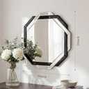 Vercraft Black Bathroom Mirror 20"20" Decorative Beveled Edge Frameless Mirror Wall Mirrors Hexagon Silver Polished for Wall Bathroom Vanity Room Bedroom Living Room and Enter Way