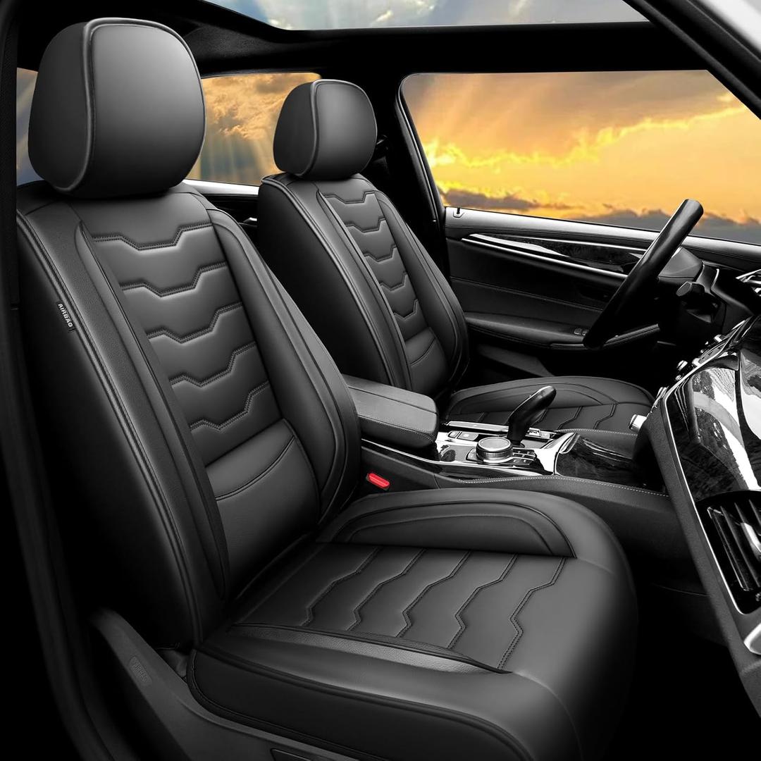 Fit K4 Car Seat Covers Compatible with Kia K4 2025 -Full Set Premium Leather, Waterproof Stain-ResistantBreathableAll-Weather Seat Cushion Protecto & Airbag Compatible, 5-Seats Black