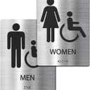 ADA-Mark Modern Restroom Sign for Business - 2PK ADA Compliant Braille Bathroom Sign with Easy Installation - 6" W x 8" H
