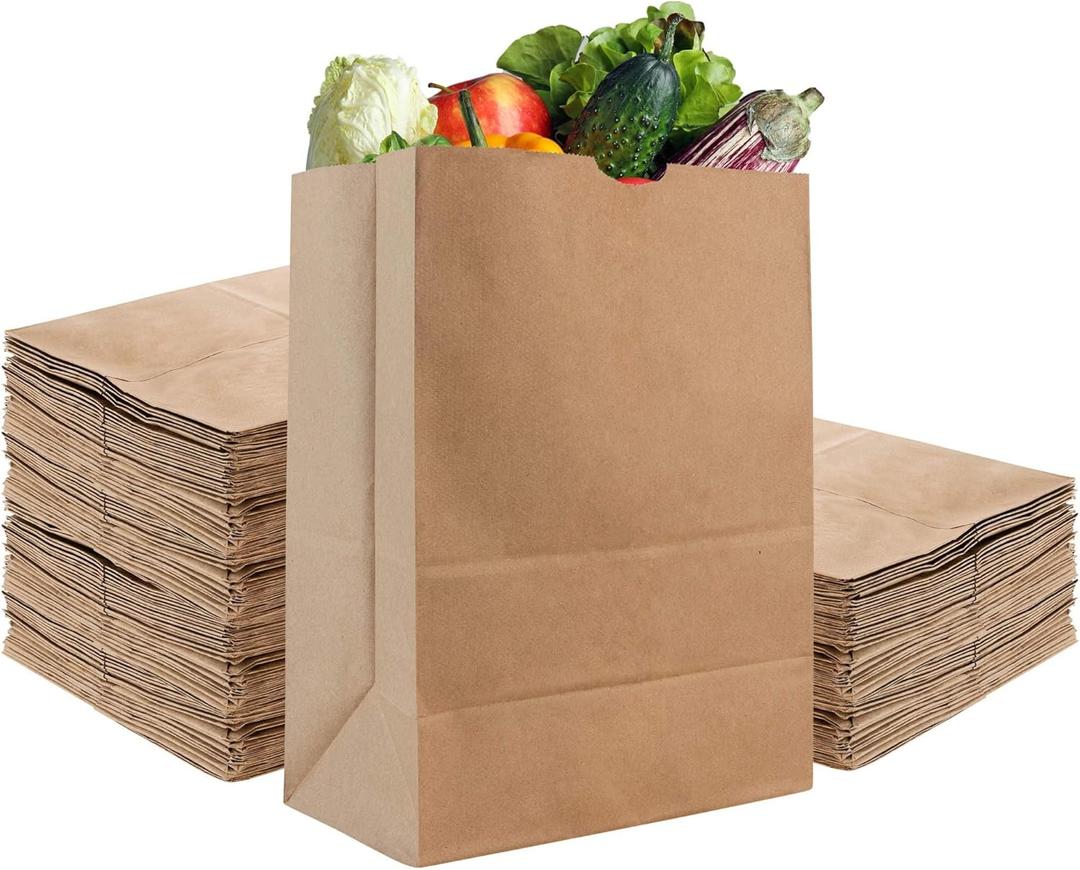 Stock Your Home 52 lb Kraft Brown Paper Bags (100 Count)  Bulk Large Grocery Bags for Shopping