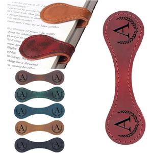 Personalized Magnetic Leather Bookmark, 26 Letters Custom Leather Bookmarks, Handmade, Leather Magnetic Bookmark for Book Lovers Readers Women Kid(RedA
