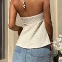 SOLY HUX Women's Sleeveless Tie Front Halter Top Tie Backless Flowy Camisole Going Out Cami Vest (Beige, S)