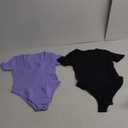 OQQ Women's 2 Piece Bodysuits Sexy Ribbed One Piece Square Neck Short Sleeve Bodysuits (Large)