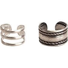 Handmade Silver 2Pcs Ear Cuffs Non-Piercing Earrings, 925 Sterling Silver, Fake Cartilage Helix Non-Pierced Ear Clip on for Women, Tiny Triple Band & Wide Band Ear Wraps, By Miya Jewelry