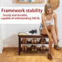 latifolia Shoe Rack Bench, 3-Tier Bamboo Shoe Bench with Breathable Rattan Seat Cushion, Shoe Storage Rack for Entryway(Walnut,39.70''L), 39.37''L