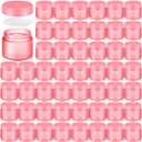 Domensi 48 Pcs 2 oz Glass Jars with Lids Travel Size Round Leakproof Empty Cosmetic Jars with Inner Liners Lid for Storing Makeup Lotions Face Cream Ointments Candle DIY Making (Pink)