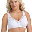 Exquisite Form Women's 5100531 Fully Wireless Cotton Back & Posture Support Bra with Front Closure & Lace (44DD, White)
