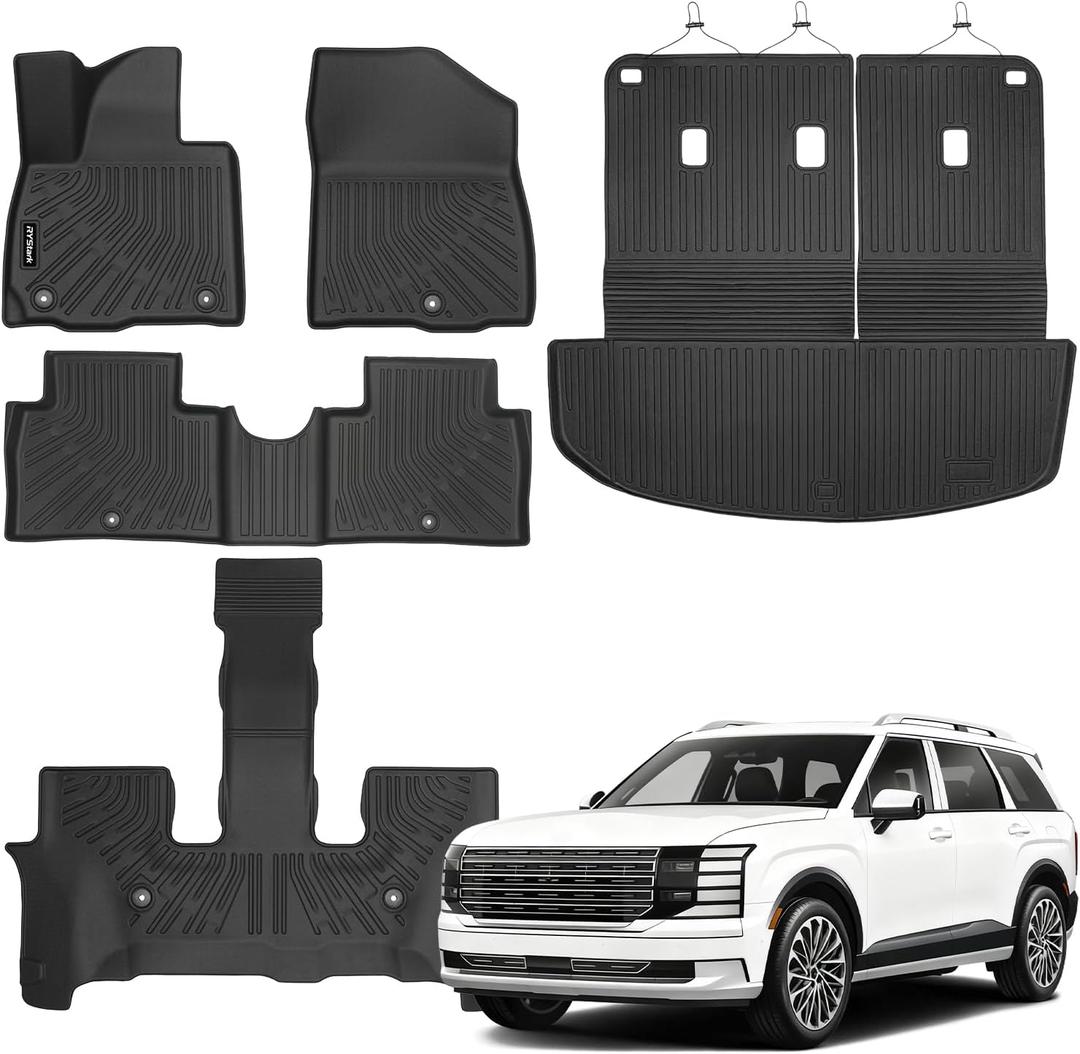 Compatible with Hyundai Palisade 2026 (Only Fuel)(7 Seats) Floor Mats & Cargo Liner,All Weather Protection,Anti-Slip TPE Floor Mats & Trunk Mat for Hyundai Palisade Accessories