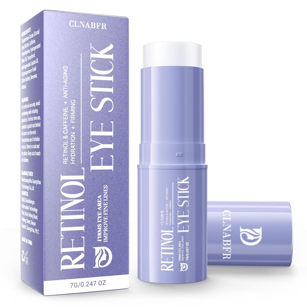 Retinol & Caffeine Eye Balm Stick for Dark Circles, Puffiness, Fine Lines and Eye Bags, Anti Aging Under Eye Cream Smooths Wrinkles Moisture Stick