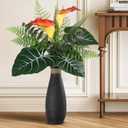 JUSTOYOU Artificial Calla Lily Flower Big Fake Calla Lily Greenery Bouquet for Vase Decor Big Faux Calla Lily Centerpieces Flower for Table Greenery Plants Bouquet for Home Office Decor